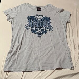Harley-Davidson Light Gray Tee with Blue Graphic